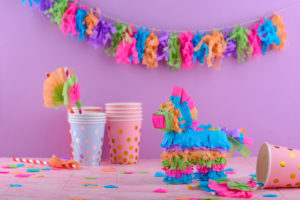 Colorful Mexican pinata decoration for a fiesta party